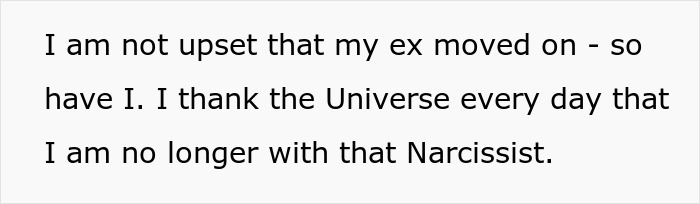 Text on screen about not being upset that ex moved on, expressing relief from toxic relationship, couple's therapist issue.