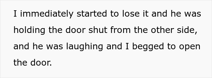 Claustrophobic woman in tears and vomiting after husband&rsquo;s prank causes distress and panic in a closed-door situation.