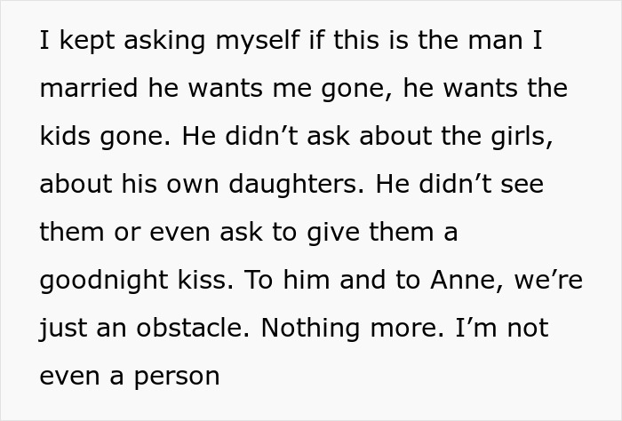 Text excerpt expressing a woman&rsquo;s emotional struggle after her husband&rsquo;s confession of love for his colleague.