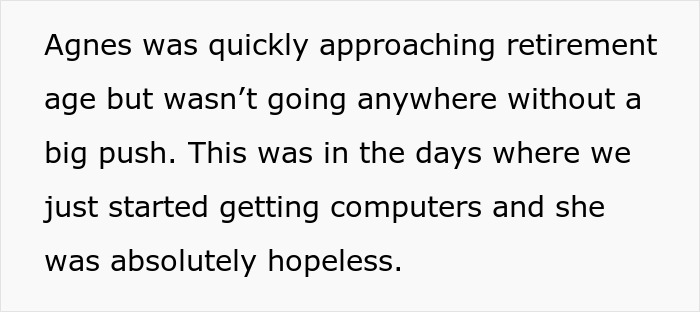 Text describing a person calling an obnoxious coworker's bluff and throwing her a retirement party to force her to quit.
