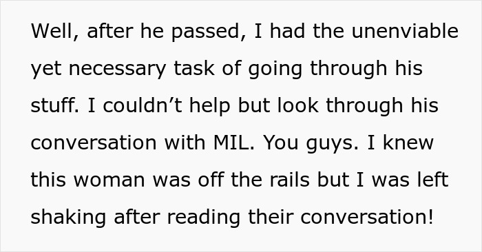 Text showing a woman shocked to find out how much her mother-in-law hates her after losing her husband. - 4