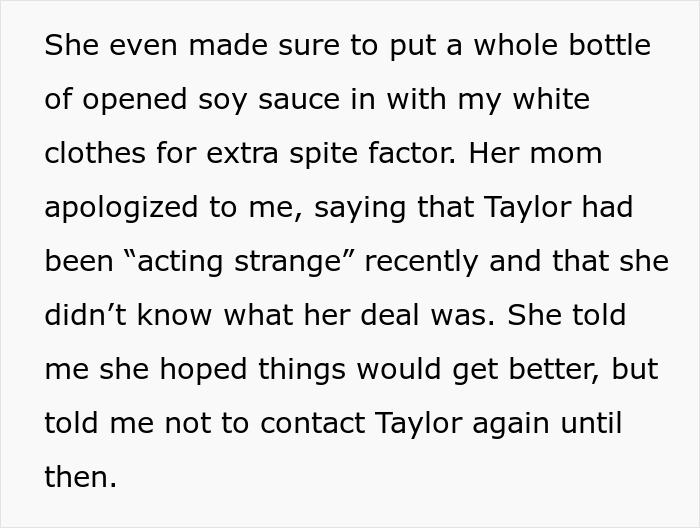 Text excerpt describing betrayal and retaliation involving soy sauce and strained friendship after being betrayed by an ex-best friend. - 12