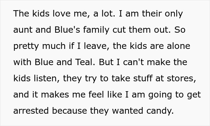 ALT text: Woman cuts ties with sister due to lazy parenting turning kids into walking nightmares causing family conflict. ALT text: Woman cuts ties with sister due to lazy parenting turning kids into walking nightmares causing family conflict.