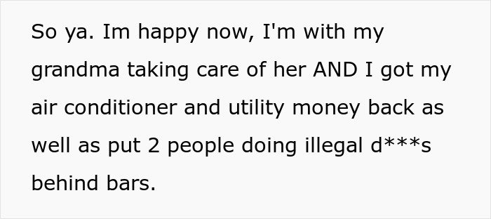 Text excerpt about roommates refusing to return AC, resulting in illegal activities and arrests related to air conditioner dispute.