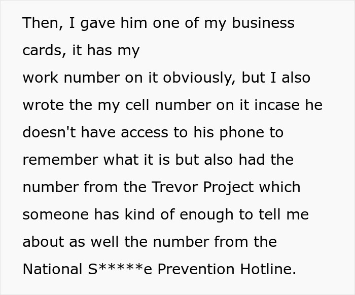 Text discussing a dad supporting his gay son despite wife reacting negatively and kicking him out.