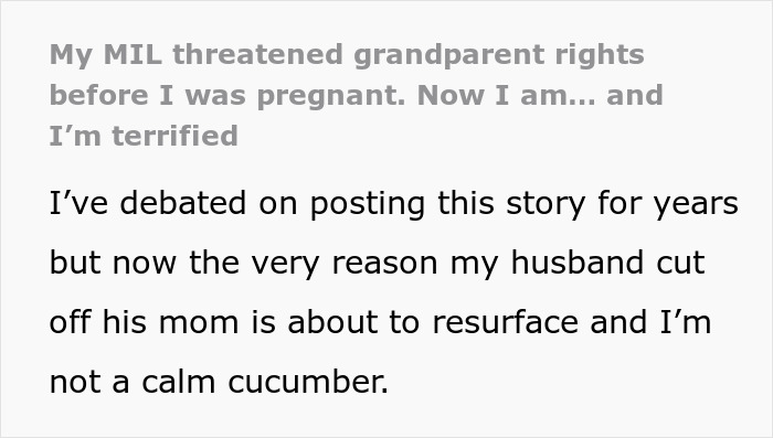 Text excerpt about a woman convinced her MIL was poisoning her and fears pregnancy might change their estranged relationship. Text excerpt about a woman convinced her MIL was poisoning her and fears pregnancy might change their estranged relationship.