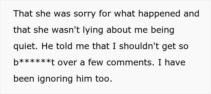 Text excerpt showing a quiet man explaining why he has been ignored after a misunderstanding about his silence.