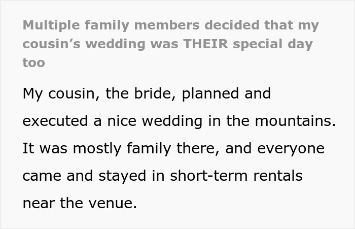 Family treats wedding as a convenient time to celebrate multiple occasions and gather together near the venue.