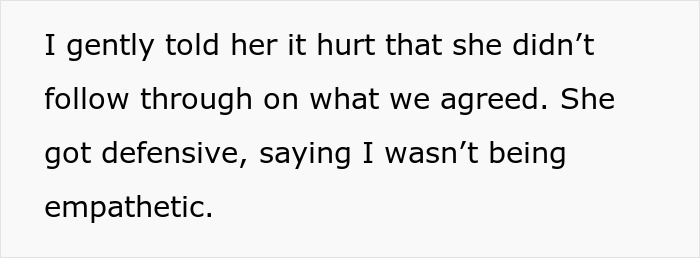 Text showing a man expresses hurt over unfulfilled promises, leading to doubts about his relationship.