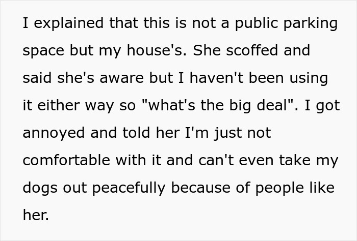 Text showing a young woman upset while threatening cops, with a focus on a pregnant woman&rsquo;s parking dispute.