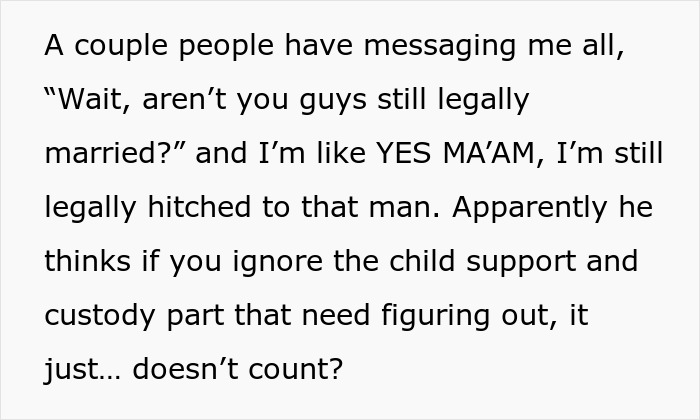 Text on white background showing a woman wondering if she should explain to her husband that separation and divorce differ.