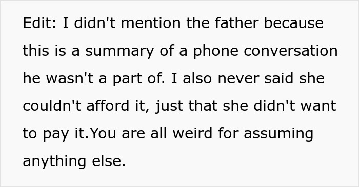 Text excerpt from a conversation about babysitters and opinions on their living wage, addressing misunderstandings.