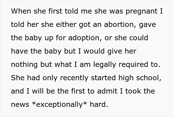 Text on a grey background about a dad&rsquo;s difficult decision to call CPS on his teen daughter after learning she was pregnant.