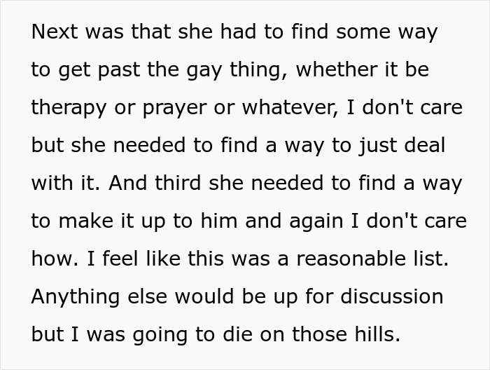 Text excerpt about dealing with a gay son, highlighting a dad standing by his gay son despite family conflict.