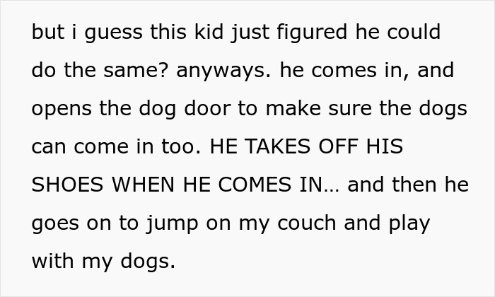 Child caught inside home by woman, surprising her with casual behavior and parents' relaxed reaction to the situation.