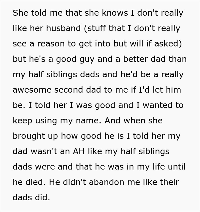 Teen wants to keep late father&rsquo;s last name despite mother being upset about the decision and family conflicts.