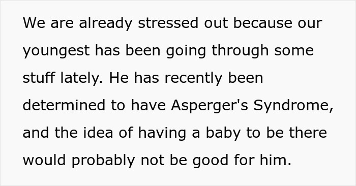 Text discussing parents forbidding their daughter to have a baby under their roof, causing family tension and relationship issues.