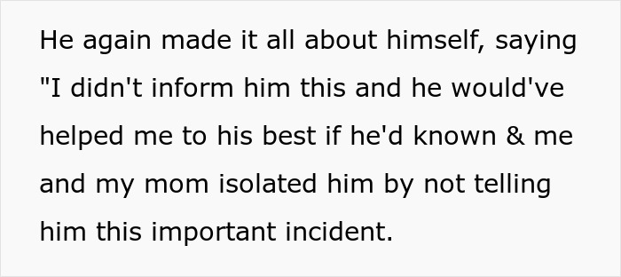 Text about a man getting sick every time he eats food his dad has touched, questioning if it&rsquo;s intentional.