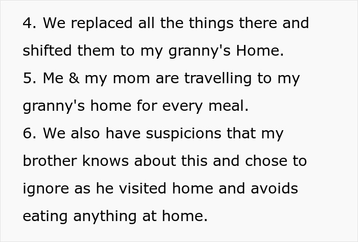 Text describing suspicions about getting sick when eating food touched by dad, considering possible intentional actions.