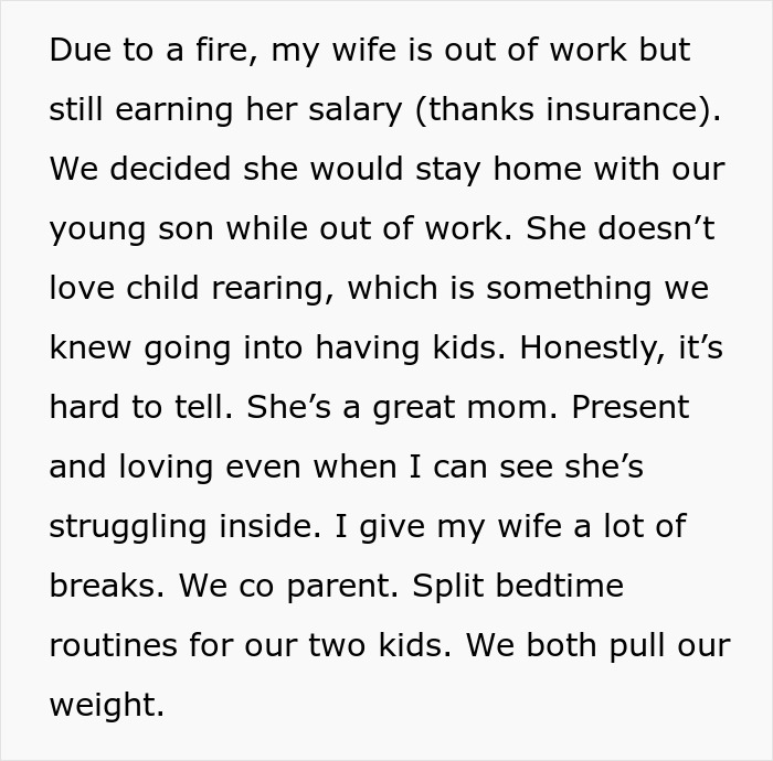 Man tells wife she couldn&rsquo;t do it without him, watching her prove him wrong by handling parenting challenges.