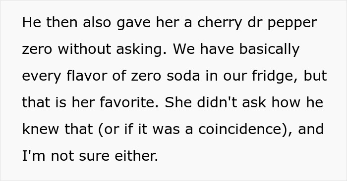 Text excerpt describing a husband remembering a friend’s favorite drink years ago, causing jealousy. Text excerpt describing a husband remembering a friend’s favorite drink years ago, causing jealousy.