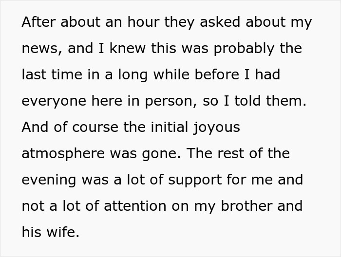 Text about a woman needing support from family after devastating news, facing drama from sister-in-law feeling outshined.