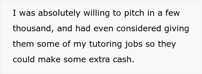 Text excerpt about a woman refusing to hand over her entire savings after parents claim it&rsquo;s rightfully theirs.