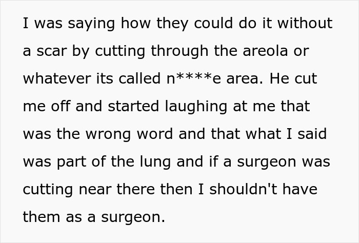 Text about wife&rsquo;s surgery details and hubby mocking her mispronunciation, leaving her in tears.