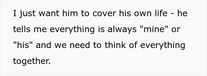 Text showing a woman feeling financially trapped as her jobless fianc&eacute; lives off her to build a business.