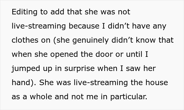 Text excerpt discussing a MIL live streaming the house, related to not moving on after the incident. Text excerpt discussing a MIL live streaming the house, related to not moving on after the incident.