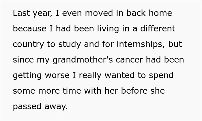Text excerpt about a graduate feeling crushed after mom doubted their success, mentioning family and sacrifices.
