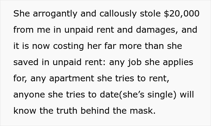 Landlord exposes woman who quits paying rent and wrecks apartment, using website to share damages and unpaid rent details.