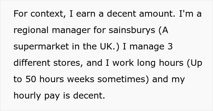 Text excerpt from a man explaining his decent earnings and hardworking job as a regional manager despite heartbreak in proposal. Text excerpt from a man explaining his decent earnings and hardworking job as a regional manager despite heartbreak in proposal.