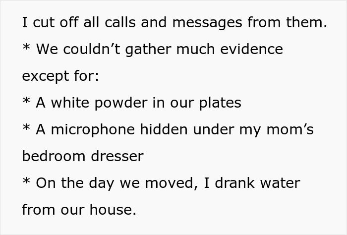 Text excerpt describing evidence related to a man feeling sick after eating food his dad touched, questioning intent.
