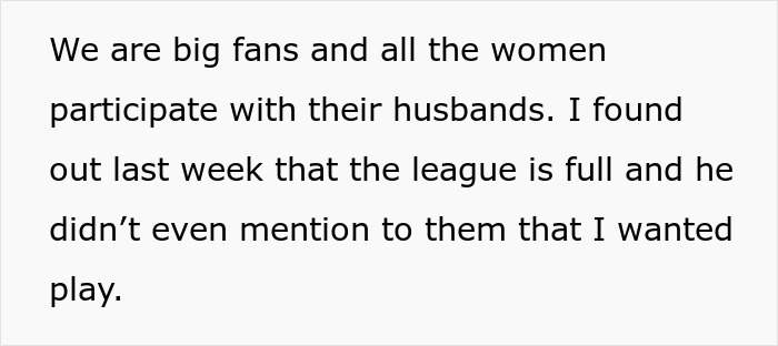 Text excerpt showing a woman discovering her boyfriend told friends she couldn&rsquo;t join a couples trip without asking her.