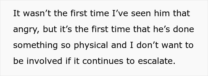 Text excerpt showing a woman describing her boyfriend&rsquo;s angry and physical reaction escalating at home.