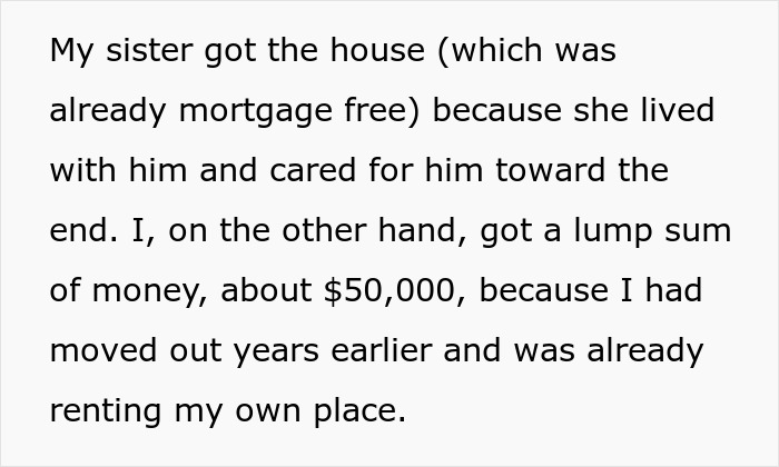 Person explaining inheritance details, mentioning sister, lump sum money, and accusations of hoarding money for dream wedding. Person explaining inheritance details, mentioning sister, lump sum money, and accusations of hoarding money for dream wedding.