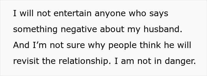 Text excerpt discussing a woman refusing negative comments about her husband amid fears involving her mother-in-law and pregnancy. Text excerpt discussing a woman refusing negative comments about her husband amid fears involving her mother-in-law and pregnancy.