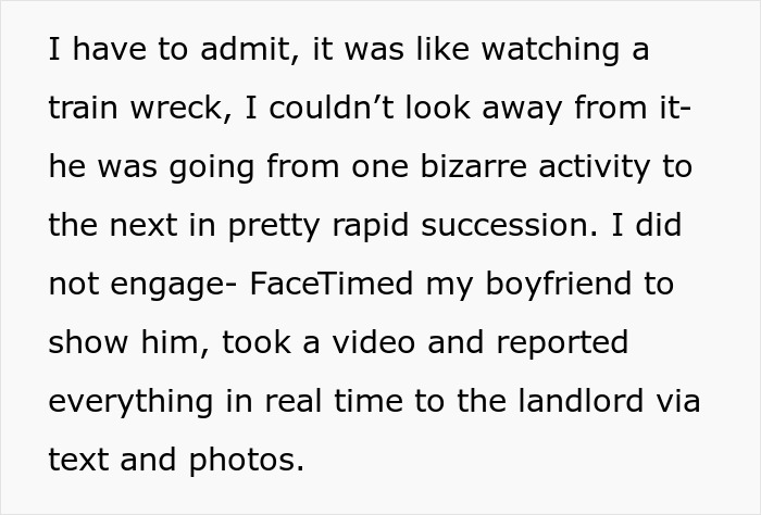 Text describing a woman&rsquo;s experience with a nasty neighbor trashing her yard after posting no trespassing signs.