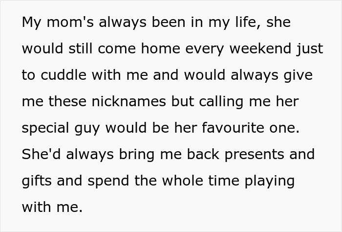 Text excerpt about a pregnant lady crying after her son feels neglected, showing family conflict and emotional distress.
