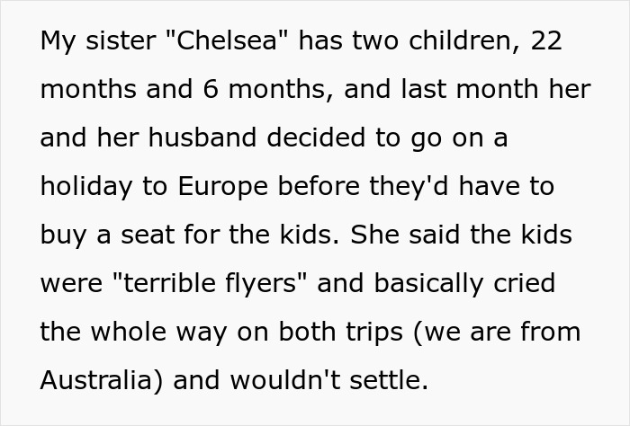 Mom struggles on a 9-hour flight with kids who are terrible flyers, facing no help and a reality check from a sibling.