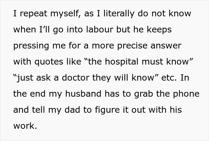 Text excerpt describing a woman frustrated with her dad's reaction after giving birth to his dead grandchild. Text excerpt describing a woman frustrated with her dad's reaction after giving birth to his dead grandchild.