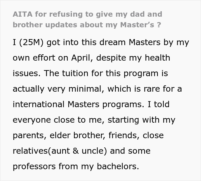 Man gets sick every time he eats food touched by his dad, wondering if it is being done on purpose.