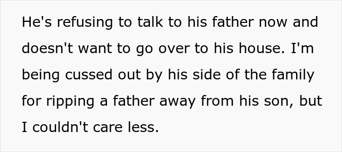 Alt text: Father and son estranged after divorce, dad lies about reason to win son, ex-wife reveals truth years later.