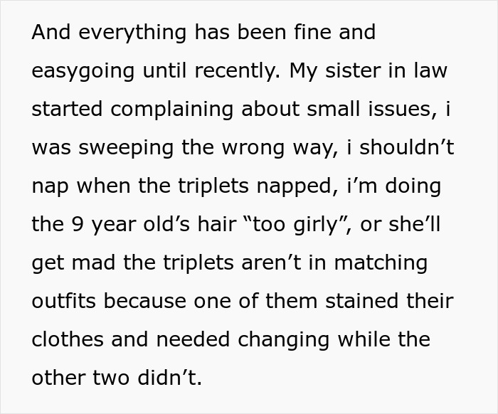 Postpartum lady stressed by sister-in-law while helping care for triplets, leading to frustration and quitting the help. Postpartum lady stressed by sister-in-law while helping care for triplets, leading to frustration and quitting the help.