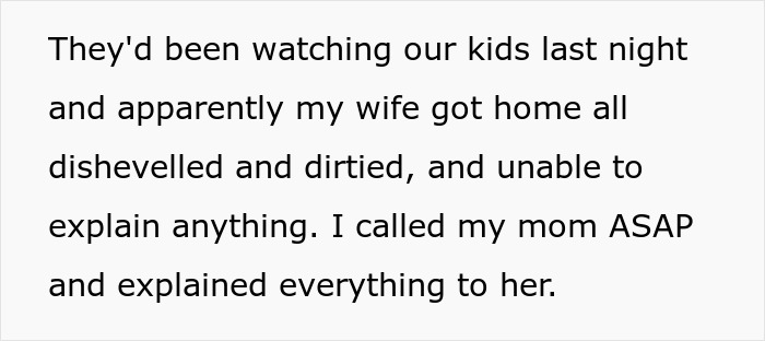 Text message describing a wife arriving home disheveled, unable to explain, highlighting domestic violence and loss of empathy.