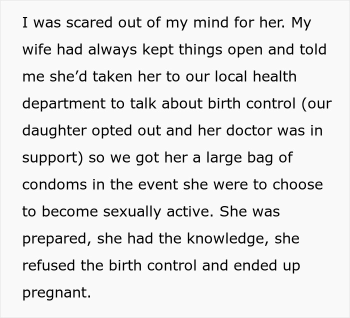 Text excerpt from a dad explaining why he called CPS on his teen daughter due to pregnancy concerns.