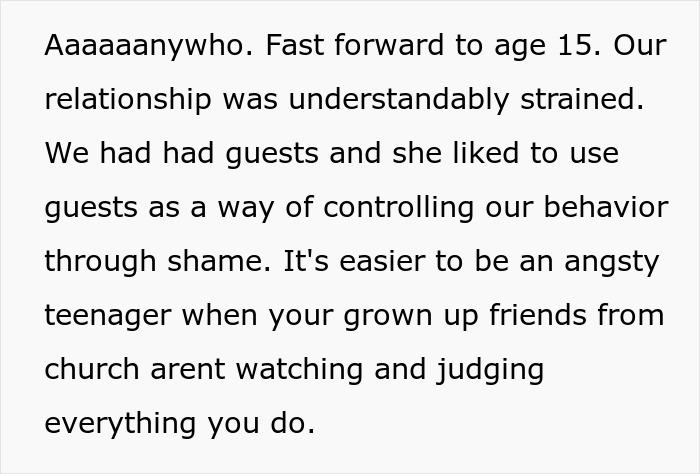 Text discussing a strained mother and teen son relationship and regret after telling him to leave home. - 4