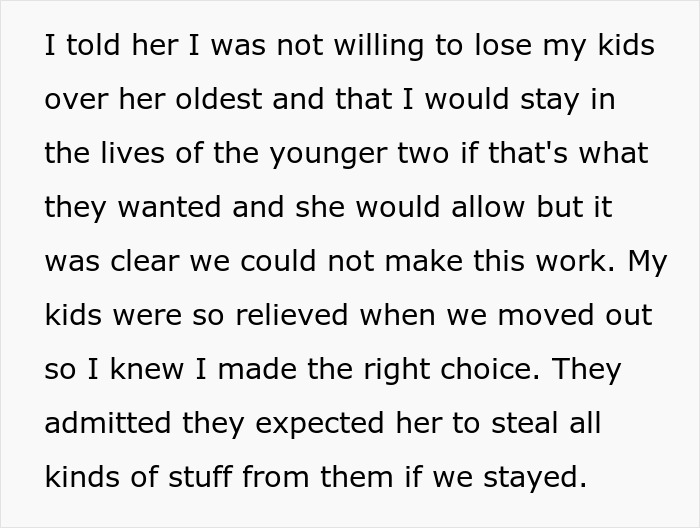 Man refuses to let wife&rsquo;s daughter live with his kids, leading to leaving his marriage and moving out.