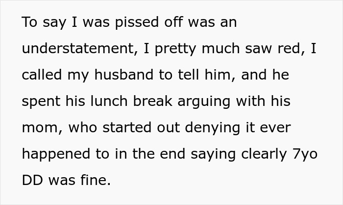 Text excerpt showing a frustrated reaction to grandma denying a 7-year-old&rsquo;s lactose intolerance causing family drama.